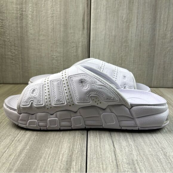 NEW Nike Air More Uptempo White Slides Shoes Sandals fd9884-101 Men’s Size 9 - Picture 4 of 10